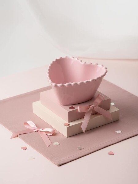 Sinsay - Valentin-napi kerámia tál szív alakban - pasztellpink