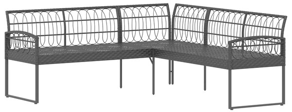 VidaXL Kerti Kanapé Szett 2 pcs Fekete és Krém Poli Rattan Acél