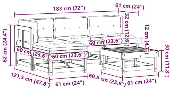 VidaXL Kerti lounge szett 13 pcs Viaszbarna Tömör Fenyőfa