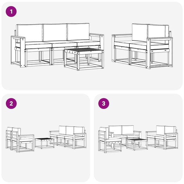 VidaXL Kültéri kanapé szett párnával 6 pcs Természetes és antracit