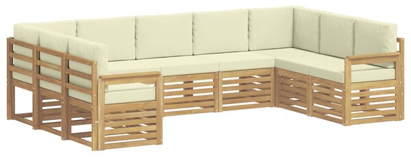 VidaXL Kültéri kanapé szett 7 pcs Fehér és krémszínű