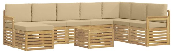 VidaXL Kültéri kanapé szett 7 pcs Fehér és bézs 59 x 59 x 37 cm
