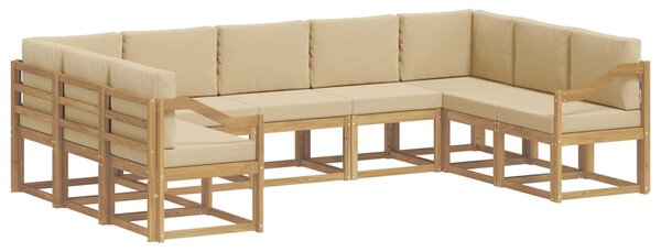 VidaXL Kültéri kanapé szett párnával 9 pcs Fehér és Bézs