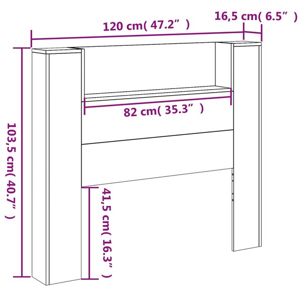 VidaXL Fejtámla LED -es lámpákkal Fehér 120 x 16,5 x 103,5 cm Faanyag