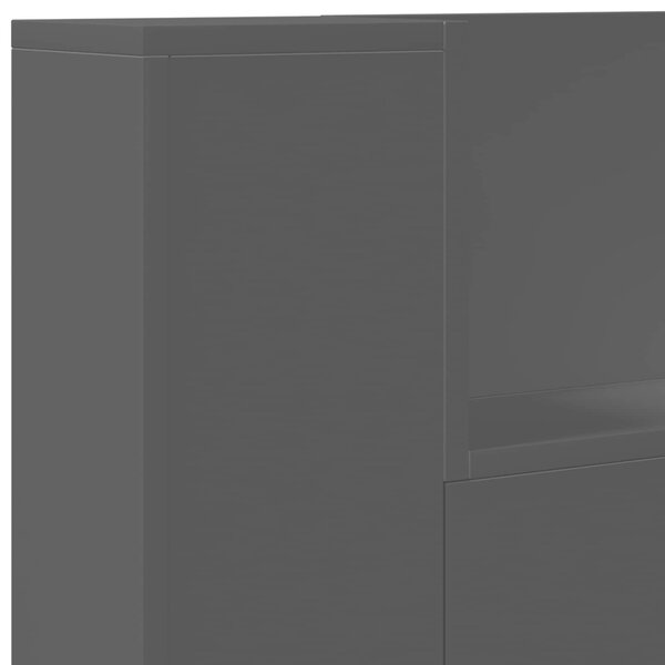 VidaXL Fejtámla LED -es lámpákkal Fekete 120 x 16,5 x 103,5 cm Faanyag