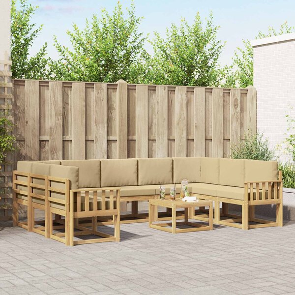 VidaXL Kültéri kanapé szett 10 pcs Fehér és Bézs 59 x 59 x 37 cm