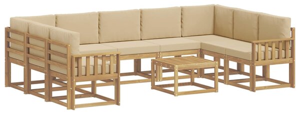 VidaXL Kültéri kanapé szett 10 pcs Fehér és Bézs 59 x 59 x 37 cm