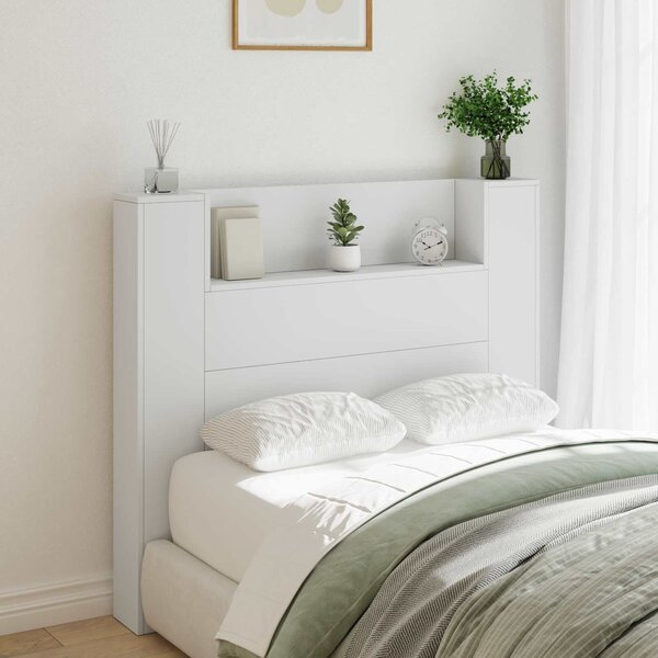 VidaXL Fejtámla LED -es lámpákkal Fehér 120 x 16,5 x 103,5 cm Faanyag
