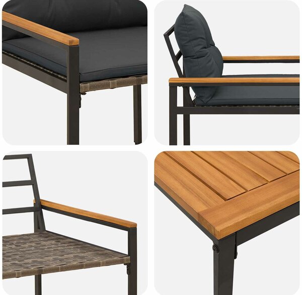 VidaXL Kültéri Bútor Szett 3 pcs Sötétszürke polirattan