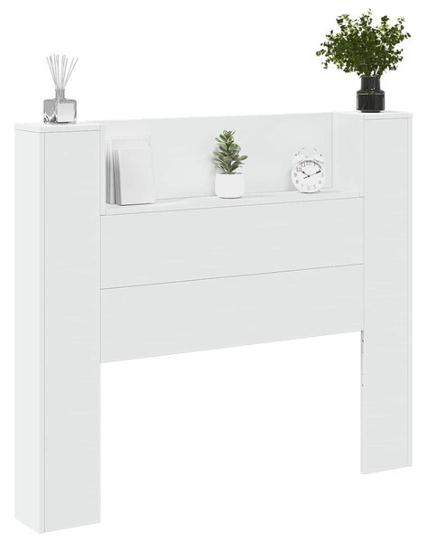 VidaXL Fejtámla LED -es lámpákkal Fehér 120 x 16,5 x 103,5 cm Faanyag