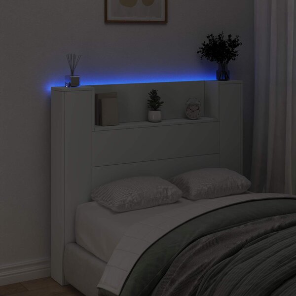 VidaXL Fejtámla LED -es lámpákkal Fehér 120 x 16,5 x 103,5 cm Faanyag