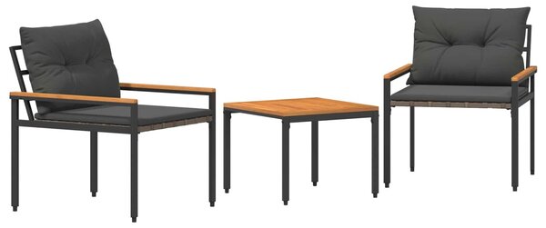 VidaXL Kültéri Bútor Szett 3 pcs Sötétszürke polirattan