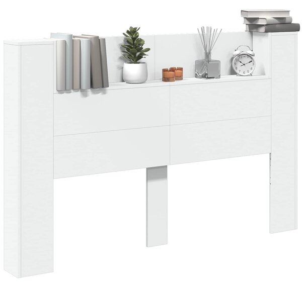 VidaXL Fejtámla LED -es lámpákkal Fehér 160 x 16,5 x 103,5 cm Faanyag