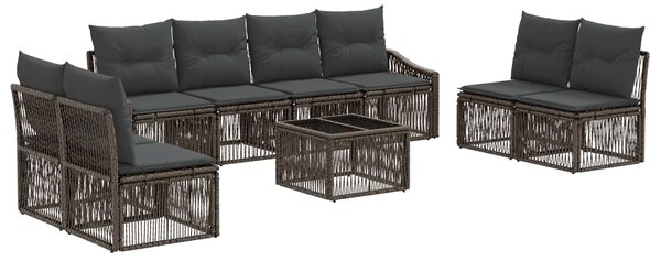 VidaXL Kerti Kanapé Szett 9 pcs Szürke polirattan
