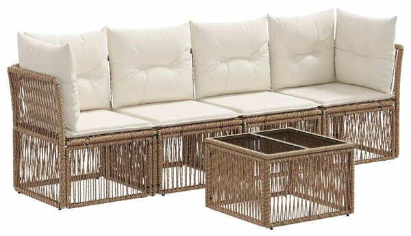 VidaXL Kerti Kanapé Szett 5 pcs Bézs polirattan