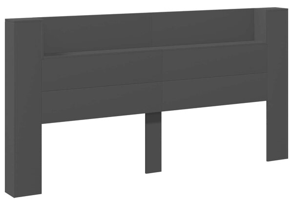 VidaXL Fejtámla LED -es lámpákkal Fekete 200 x 16,5 x 103,5 cm Faanyag