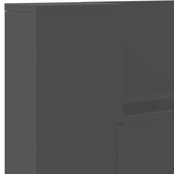 VidaXL Fejtámla LED -es lámpákkal Fekete 160 x 16,5 x 103,5 cm Faanyag