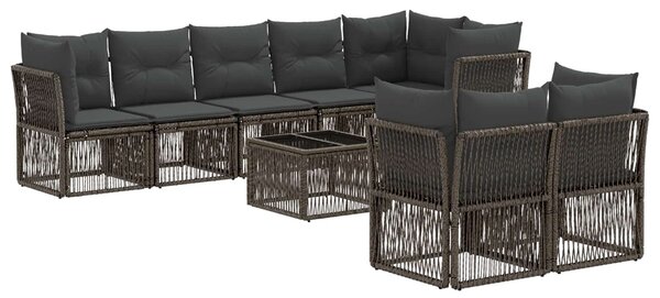 VidaXL Kerti Kanapé Szett 9 pcs Szürke polirattan
