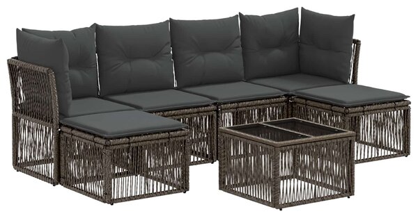VidaXL Kerti Kanapé Szett 7 pcs Szürke polirattan