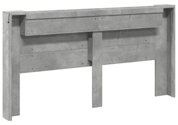 VidaXL Fejtámla polcokkal Beton Szürke 200 x 16,5 x 103,5 cm Faanyag