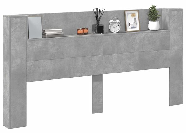 VidaXL Fejtámla polcokkal Beton Szürke 200 x 16,5 x 103,5 cm Faanyag