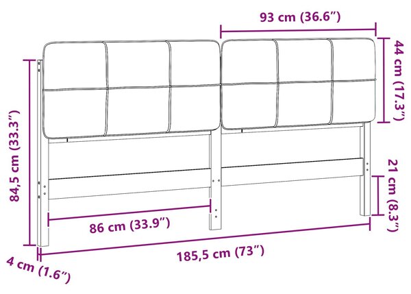VidaXL Kárpitozott fejtámla Barna és fekete 180 cm Tömör fenyőfa