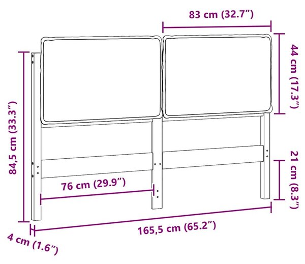 VidaXL Kárpitozott fejtámla Természetes és fekete 160 cm Tömör fenyőfa