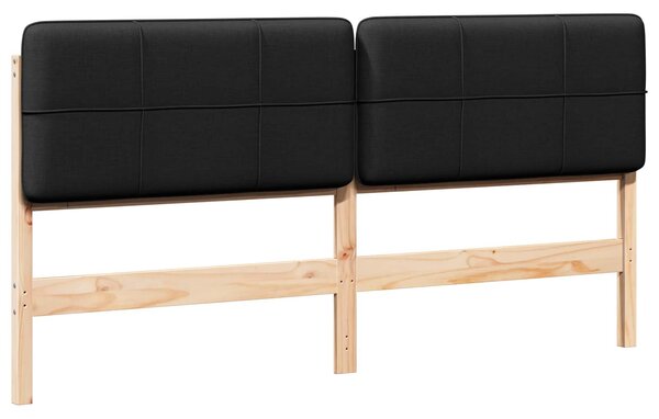 VidaXL Kárpitozott fejtámla Barna és fekete 180 cm Tömör fenyőfa