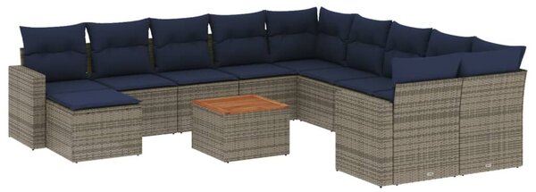 VidaXL 14 db szürke polyrattan kerti kanapégarnitúra párnákkal