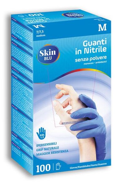 Berica Skin Blue Nitril egyszerhasználatos nitril kesztyű kék M, 100 db /doboz 10doboz/karton