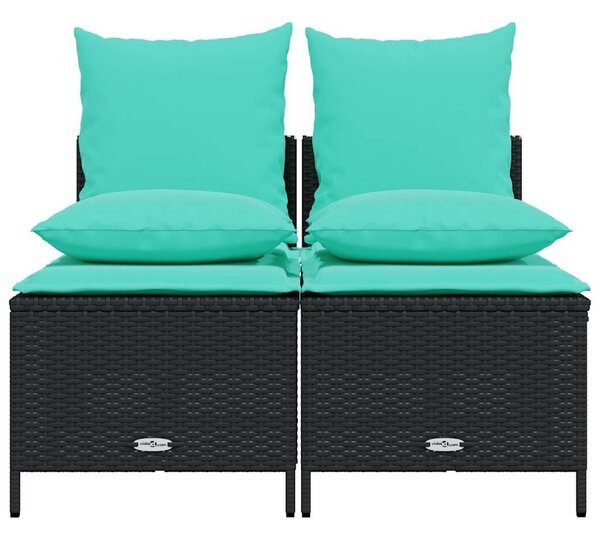VidaXL 4 db fekete polyrattan kerti kanapégarnitúra párnákkal