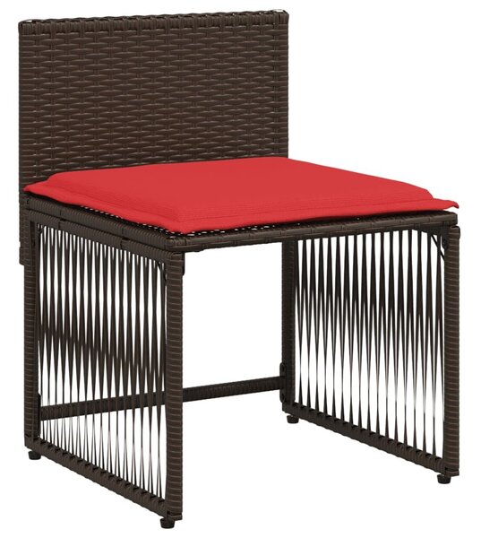VidaXL 7 db barna polyrattan kerti étkezőgarnitúra párnákkal