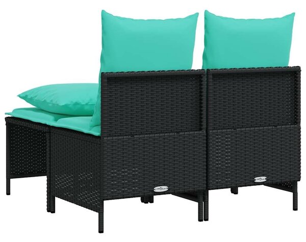 VidaXL 4 db fekete polyrattan kerti kanapégarnitúra párnákkal