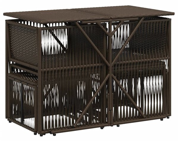 VidaXL 7 db barna polyrattan kerti étkezőgarnitúra párnákkal