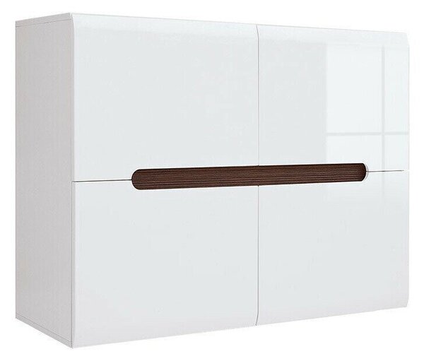 Szekrény Serveso 106, Közepes sűrűségű farostlemez, Laminált forgácslap, 84x105x41cm, Fényes fehér, Fehér