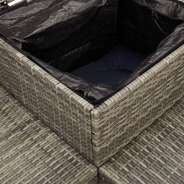 VidaXL szürke polyrattan kerti kanapé asztallal és párnákkal L-alakú