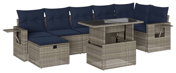 VidaXL 8 db szürke polyrattan kerti kanapégarnitúra párnákkal