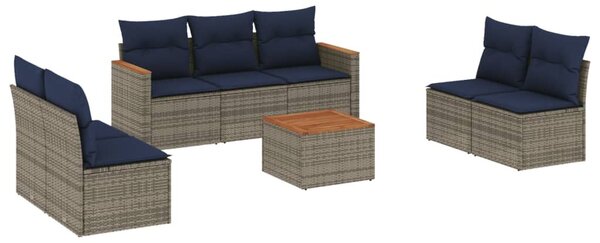 VidaXL 8 db szürke polyrattan kerti kanapégarnitúra párnákkal