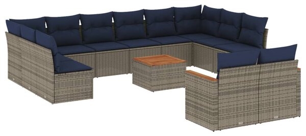 VidaXL 13 db szürke polyrattan kerti kanapégarnitúra párnákkal