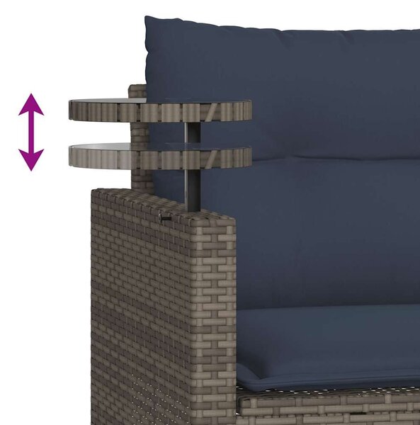 VidaXL 3 db szürke polyrattan kerti kanapégarnitúra párnákkal