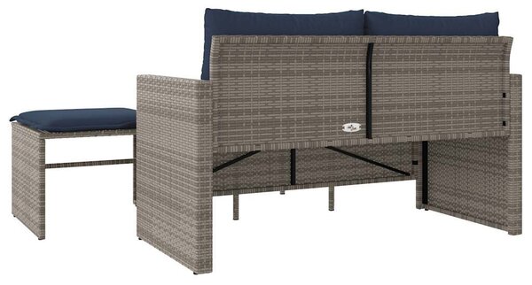 VidaXL 3 db szürke polyrattan kerti kanapégarnitúra párnákkal