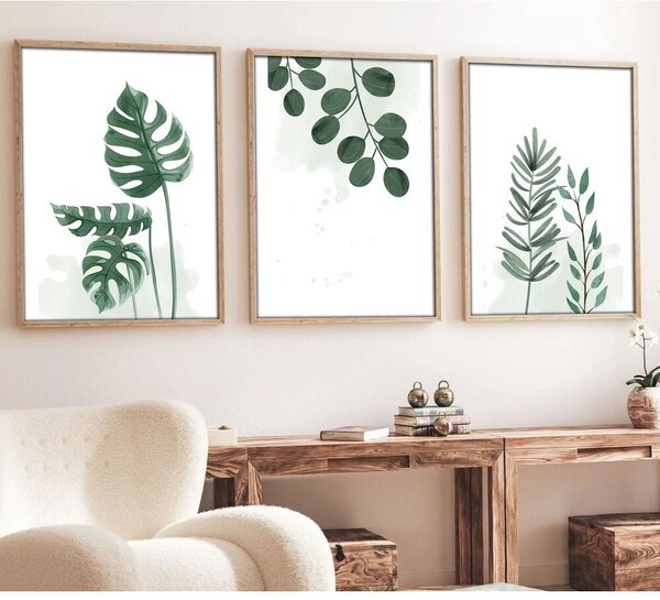 Elegáns dekoratív keretes MDF festmények (3 db), 30 x 40 cm | 100% MDF és tömörfa keret, 2,5 cm vastag | Tökéletes a lakberendezés és a művészet szerelmeseinek