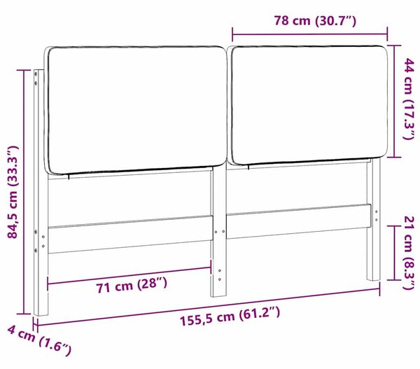 VidaXL Kárpitozott fejtámla fejtámlával Fehér és világosszürke 150 cm