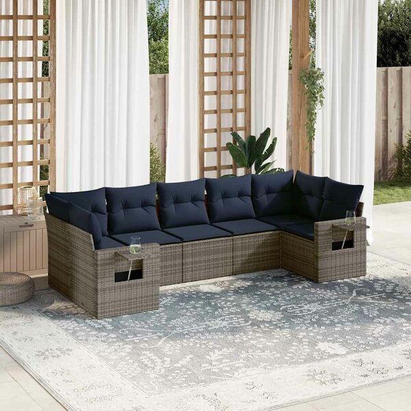 VidaXL 7 db szürke polyrattan kerti kanapégarnitúra párnákkal