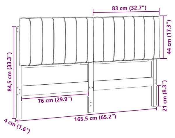 VidaXL Kárpitozott fejtámla Barna és sötétszürke 160 cm Tömör fenyőfa