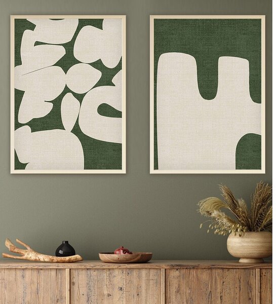 Elegáns dekoratív keretes MDF festmények (2 db), 50 x 70 cm | 100% MDF és tömörfa keret, 2,5 cm vastag | Tökéletes a lakberendezés és a művészet szerelmeseinek