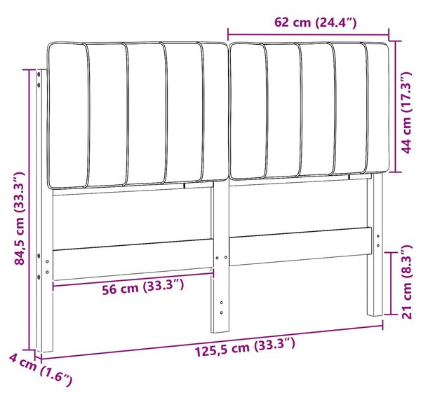 VidaXL Kárpitozott fejtámla fejtámlával Fehér és világosszürke 120 cm