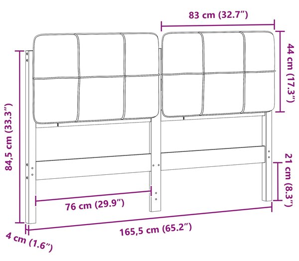 VidaXL Kárpitozott fejtámla Barna és fekete 160 cm Tömör fenyőfa