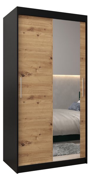 Ruhásszekrény 100 cm Toki 2 (matt fekete + artisan tölgy)
