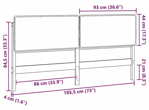 VidaXL Kárpitozott fejtámla fejtámlával Fehér és világosszürke 180 cm